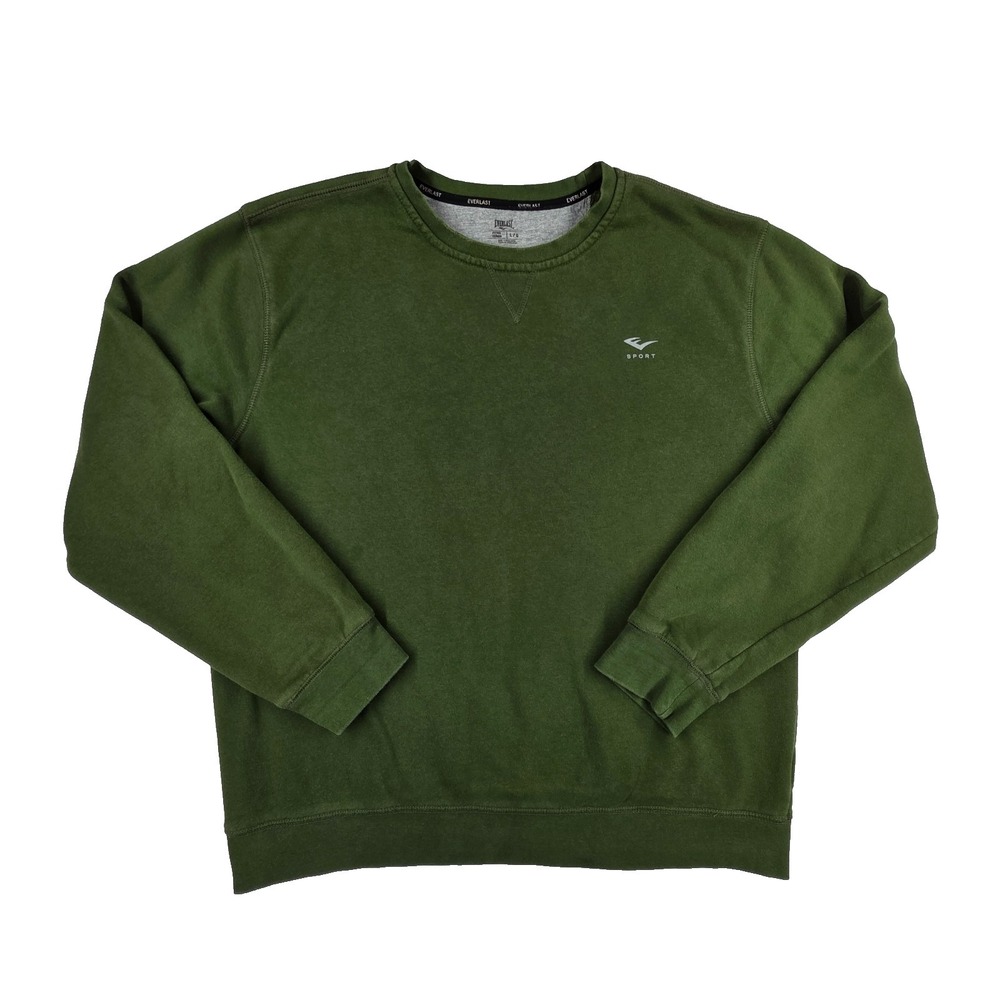Mens Everlast Fitted Sweatshirt Green Retro Style Crewneck